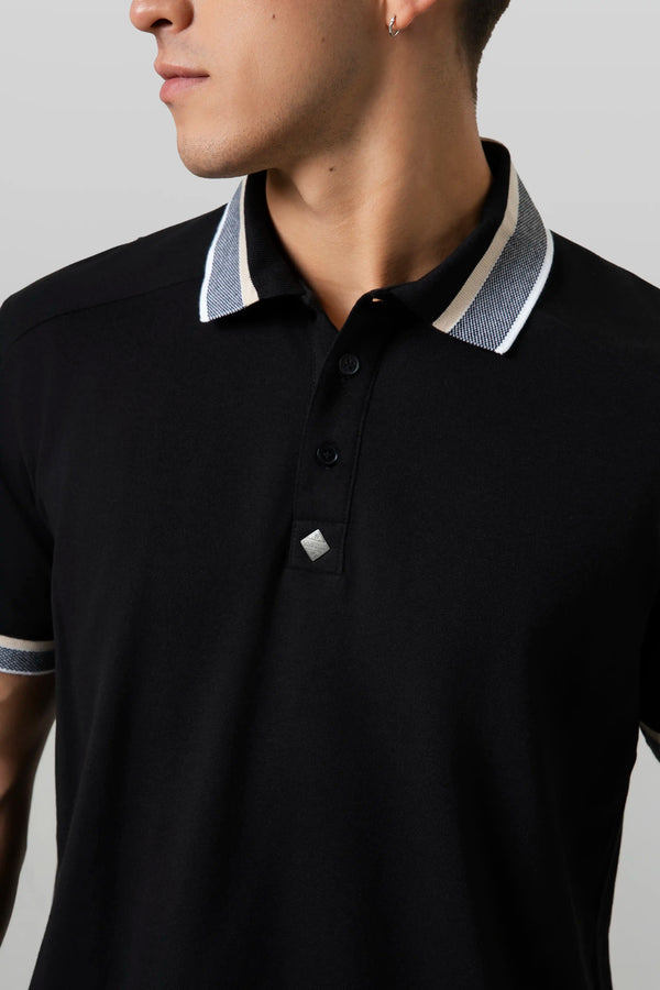 POLO MANGA CORTA COLOR NEGRO