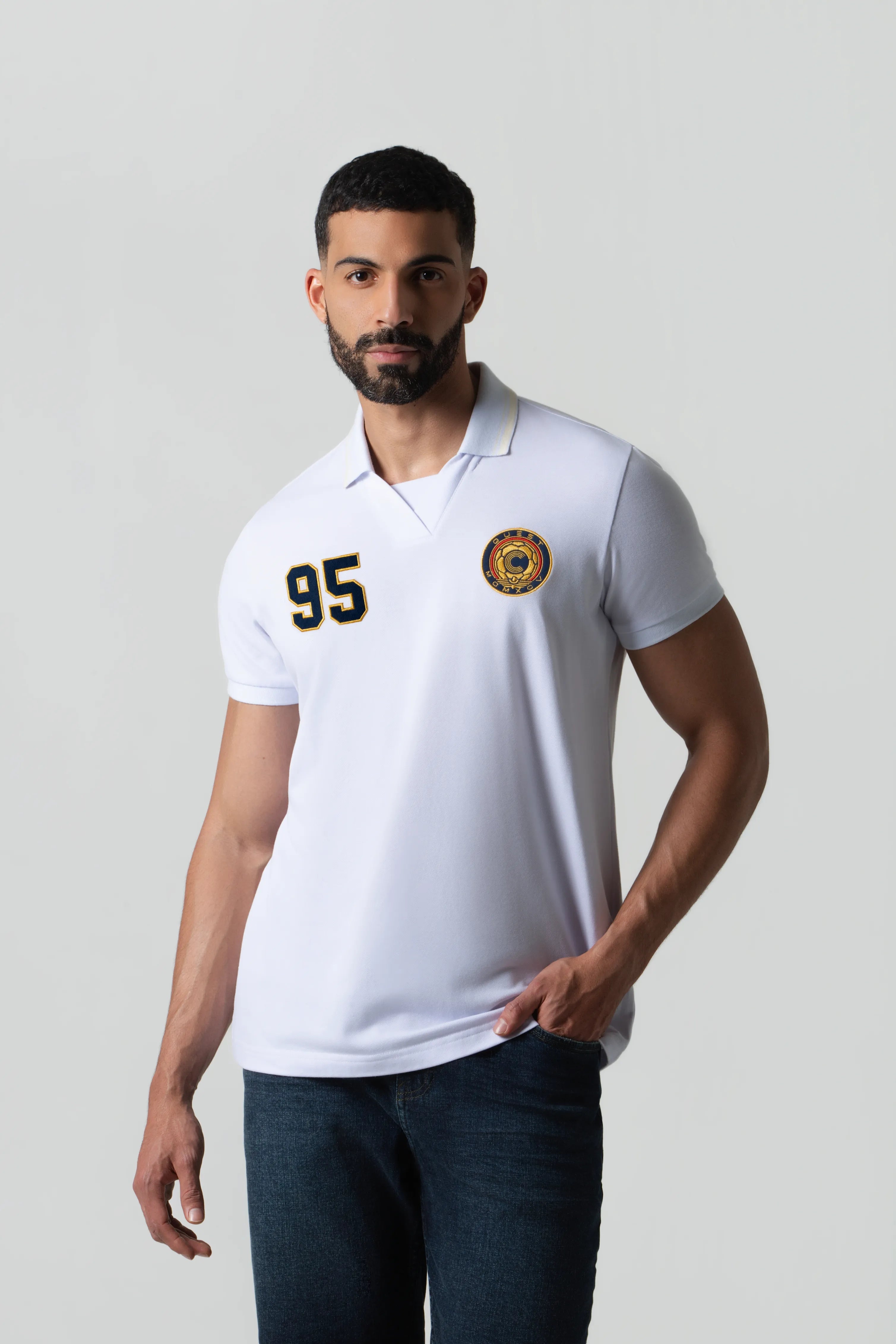 POLO MANGA CORTA COLOR BLANCO OPTICO