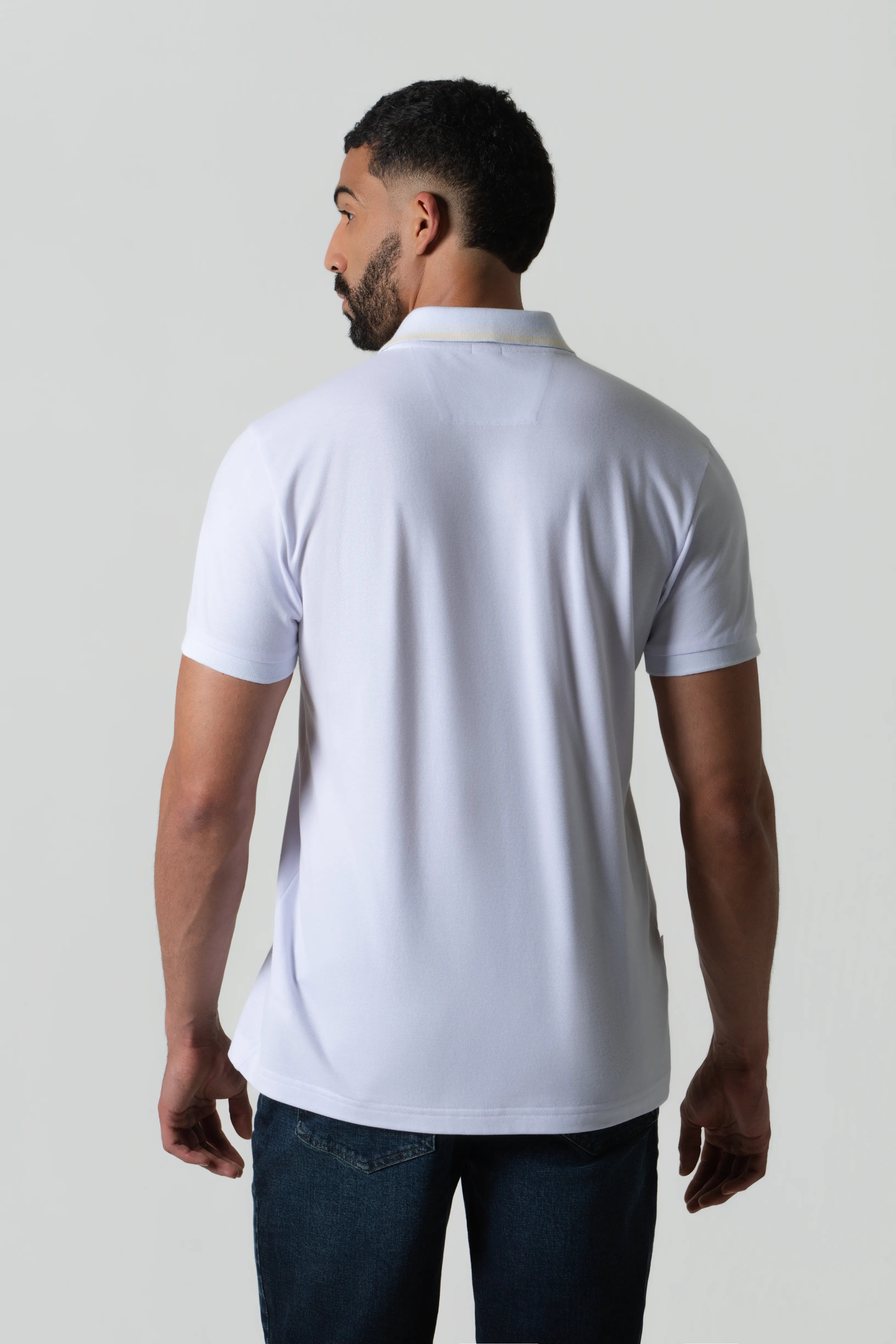 POLO MANGA CORTA COLOR BLANCO OPTICO