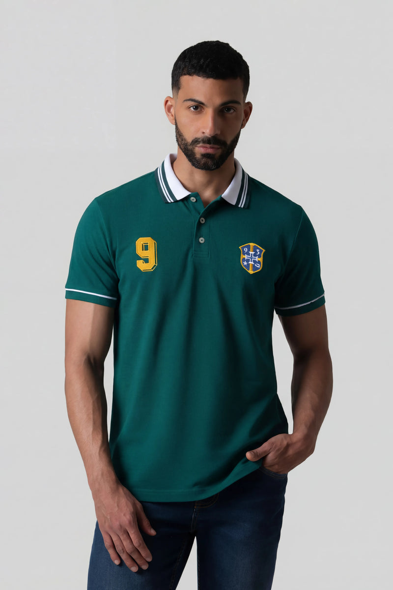 POLO BRASIL MANGA CORTA COLOR VERDE TORMENTA