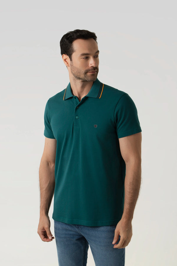 POLO MANGA CORTA COLOR VERDE TEAL