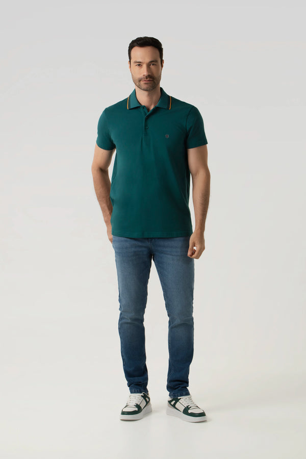 POLO MANGA CORTA COLOR VERDE TEAL