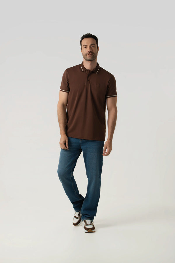 POLO MANGA CORTA COLOR SHAVED CHOCOLATE