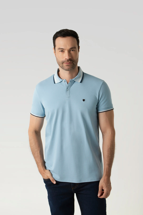 POLO MANGA CORTA COLOR AZUL GLACIAR