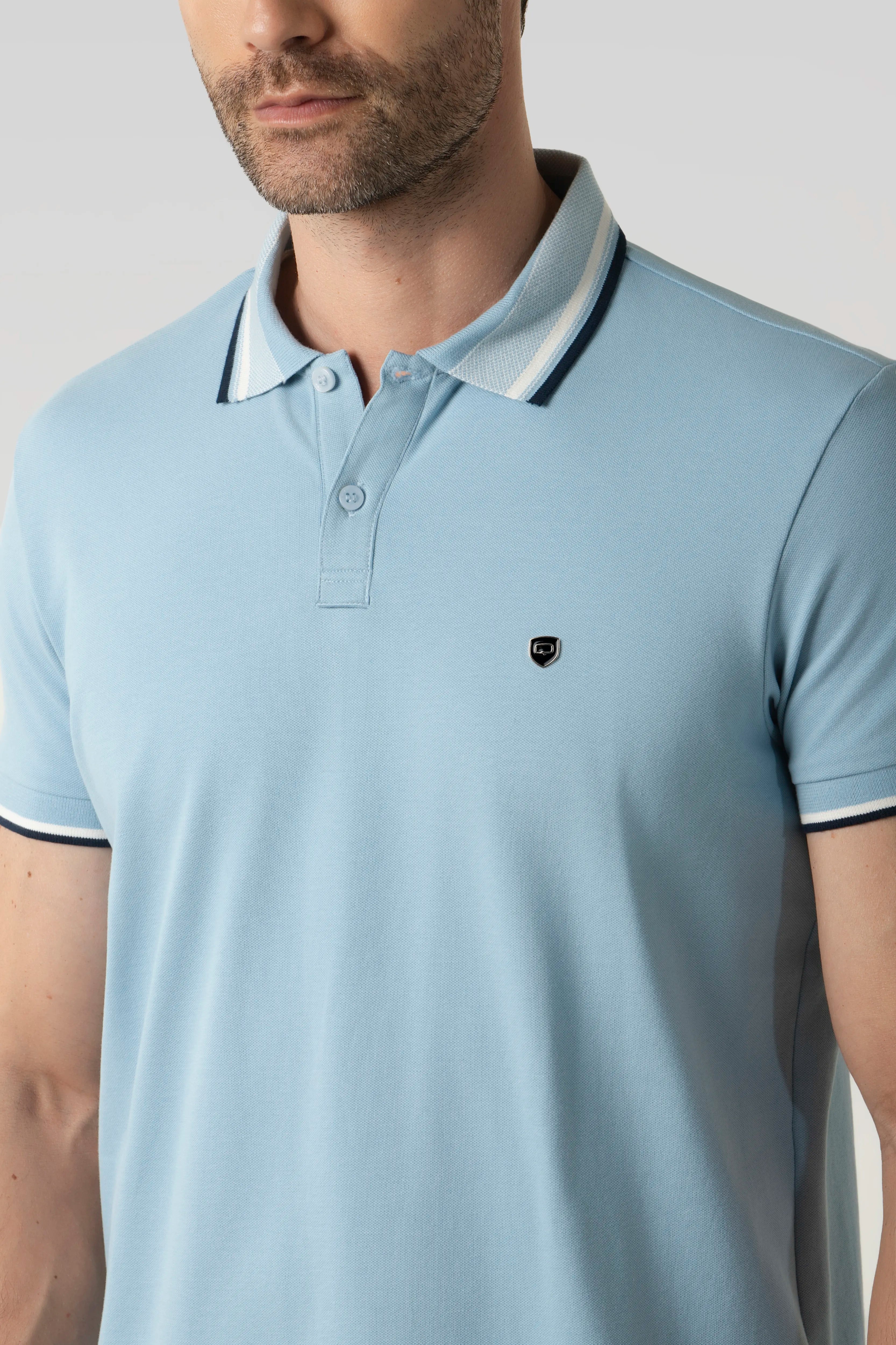 POLO MANGA CORTA COLOR AZUL GLACIAR