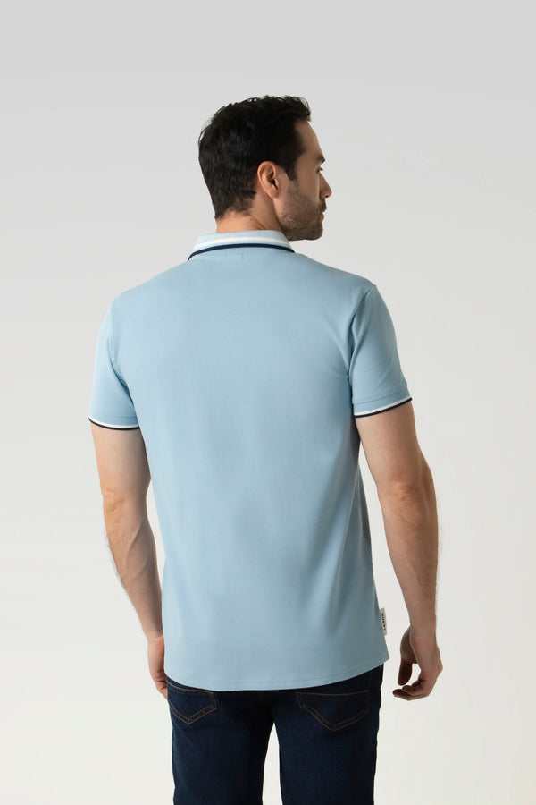POLO MANGA CORTA COLOR AZUL GLACIAR