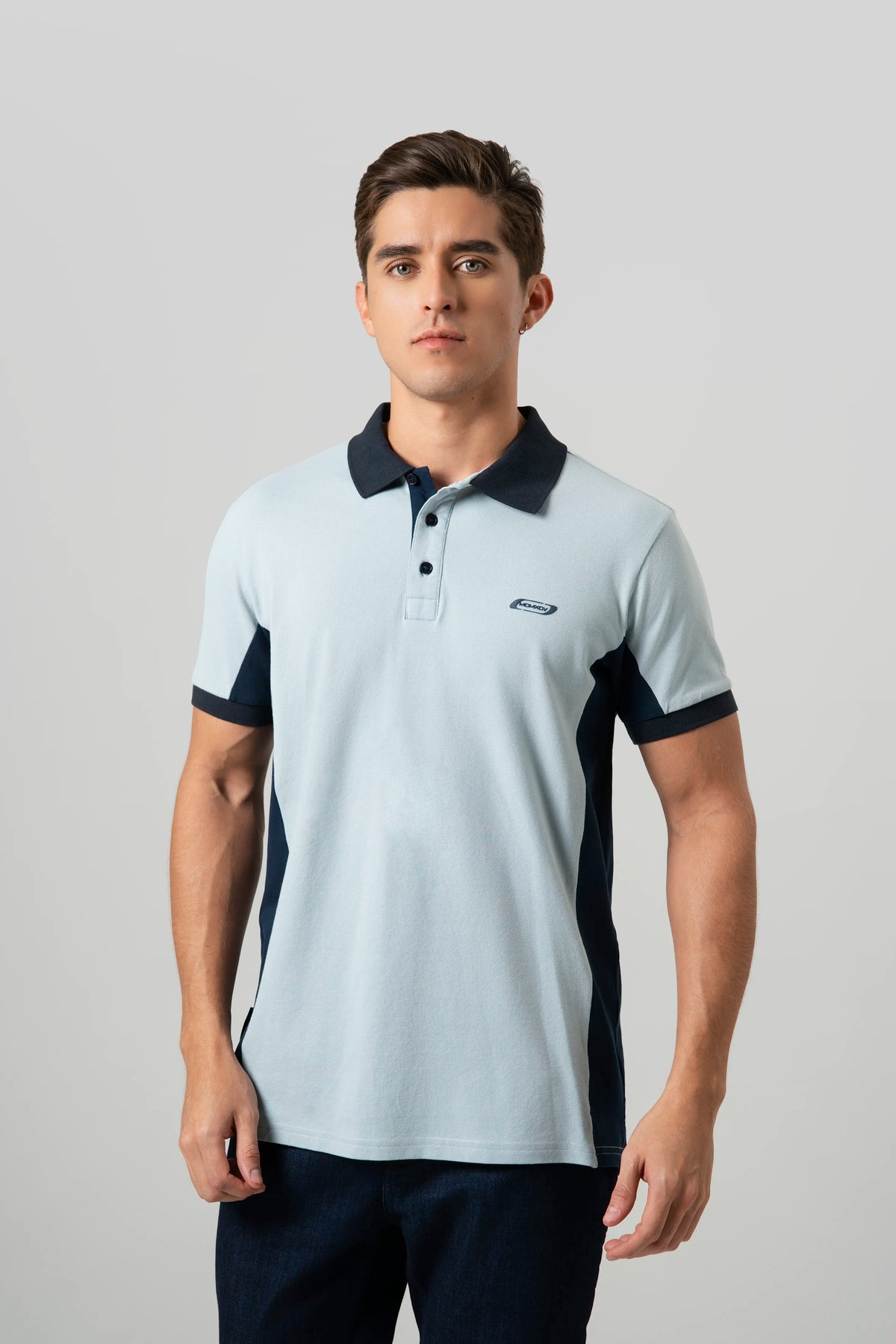 POLO MANGA CORTA COLOR AZUL NIEBLA