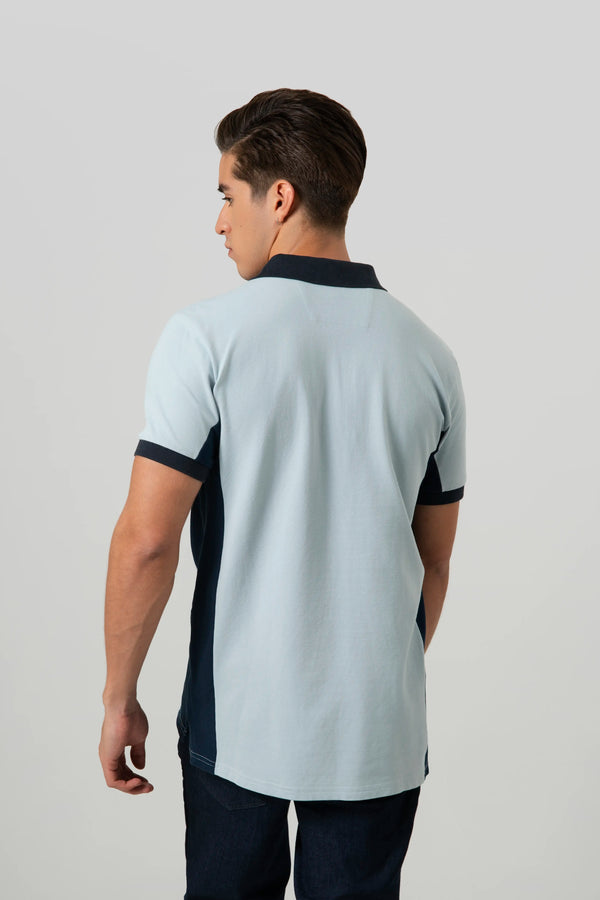 POLO MANGA CORTA COLOR AZUL NIEBLA