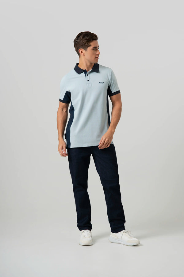 POLO MANGA CORTA COLOR AZUL NIEBLA