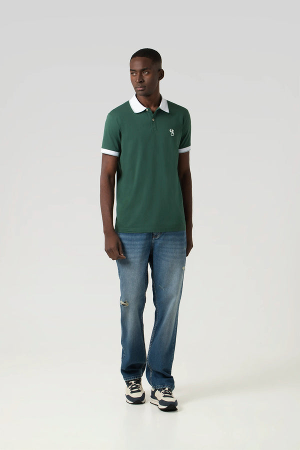 POLO MANGA CORTA COLOR VERDE MONTAÑA