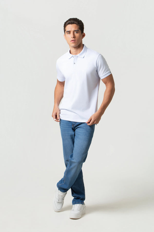 POLO MANGA CORTA COLOR BLANCO OPTICO