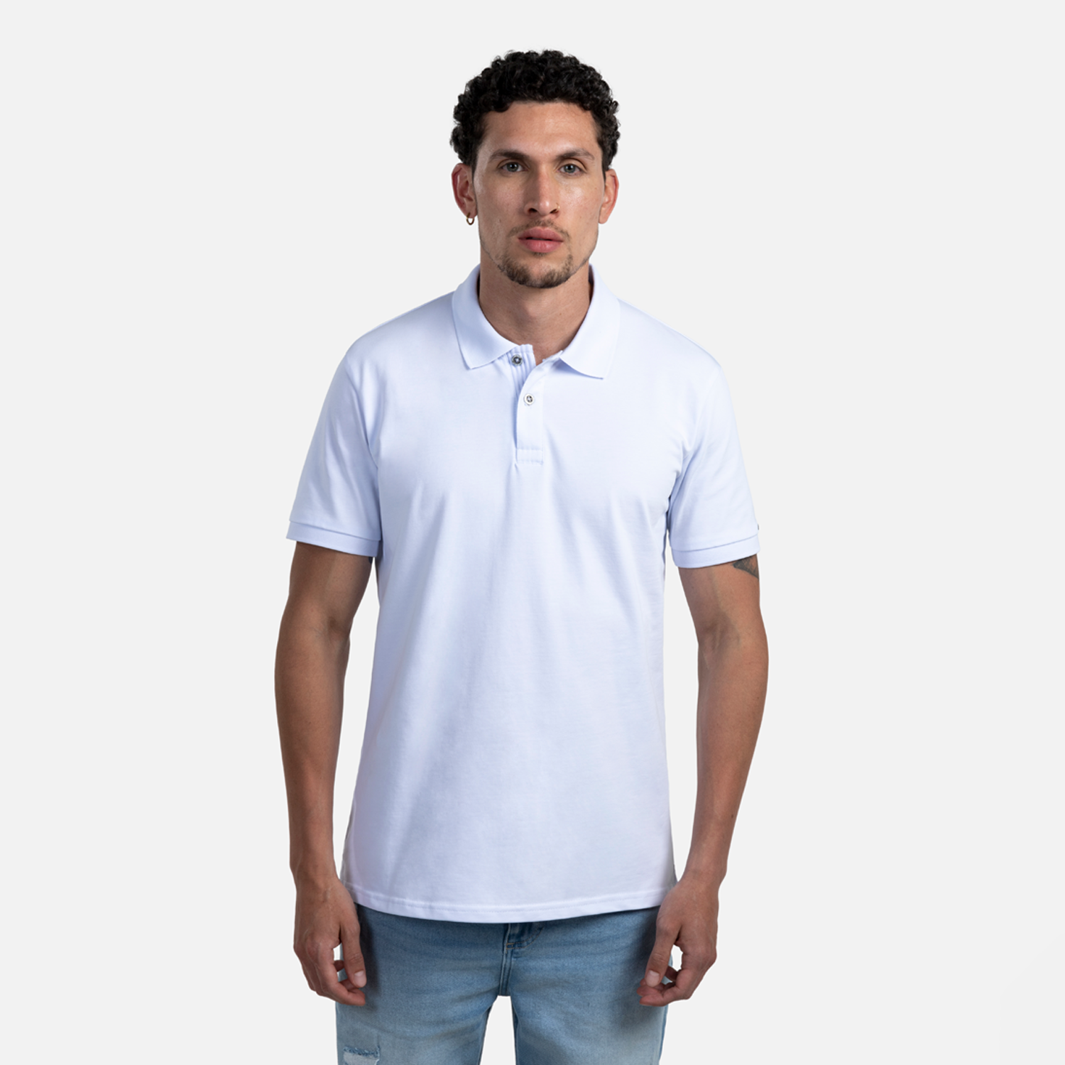 POLO MANGA CORTA COLOR BLANCO OPTICO