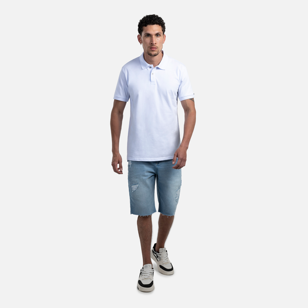 POLO MANGA CORTA COLOR BLANCO OPTICO