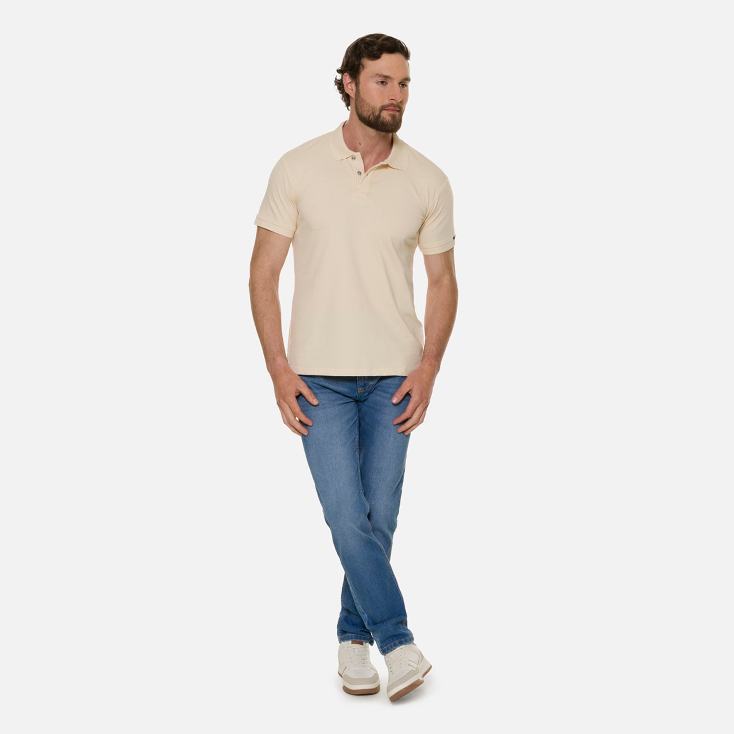 POLO MANGA CORTA COLOR IVORY MARFIL
