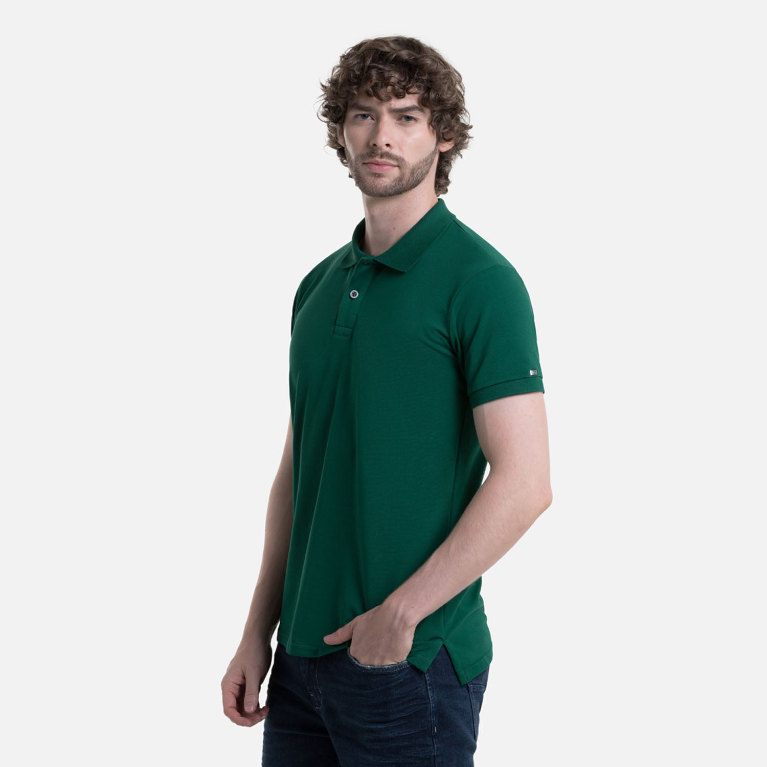 POLO MANGA CORTA COLOR VERDE PRADERA