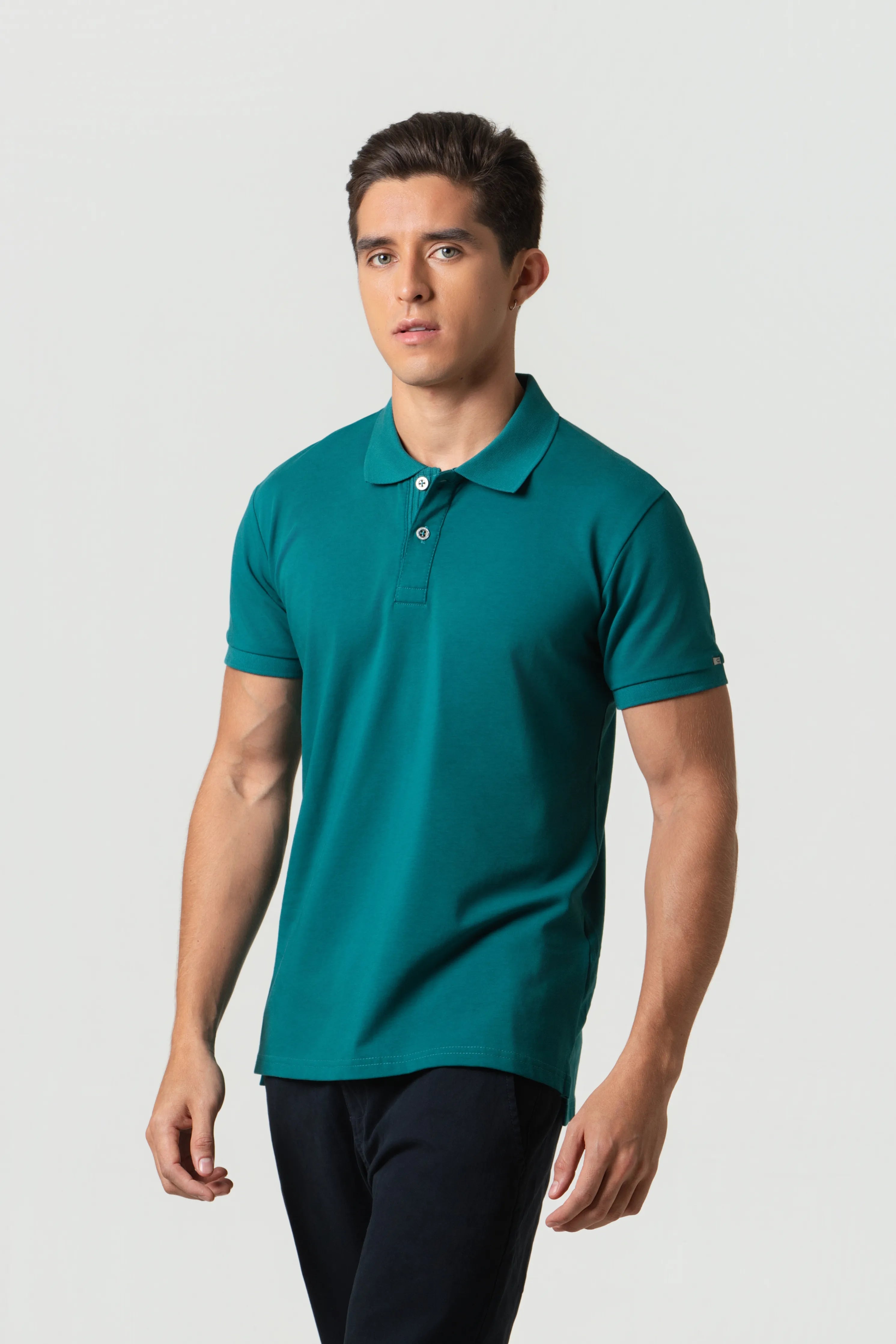 POLO MANGA CORTA COLOR VERDE TORMENTA