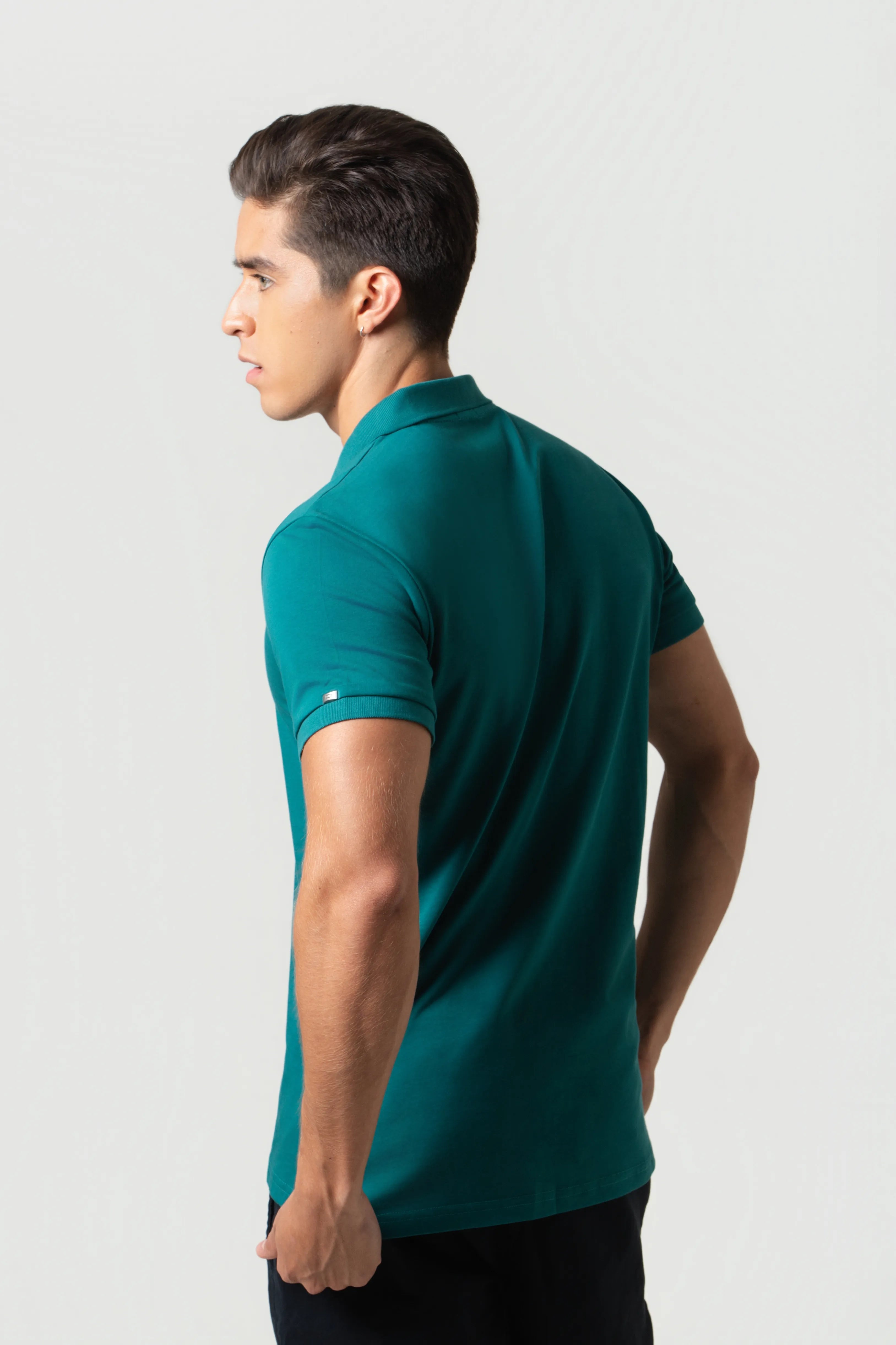 POLO MANGA CORTA COLOR VERDE TORMENTA