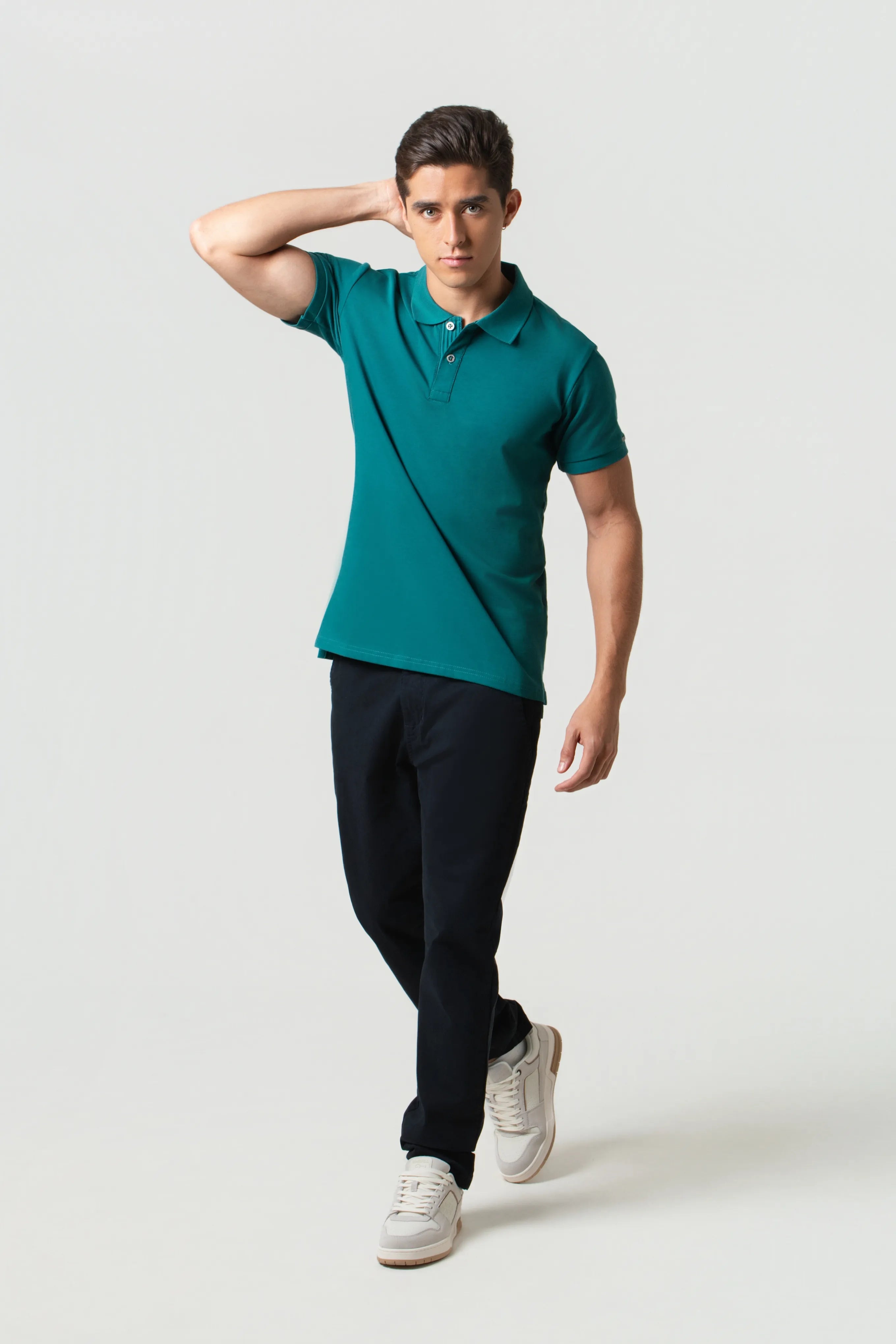 POLO MANGA CORTA COLOR VERDE TORMENTA