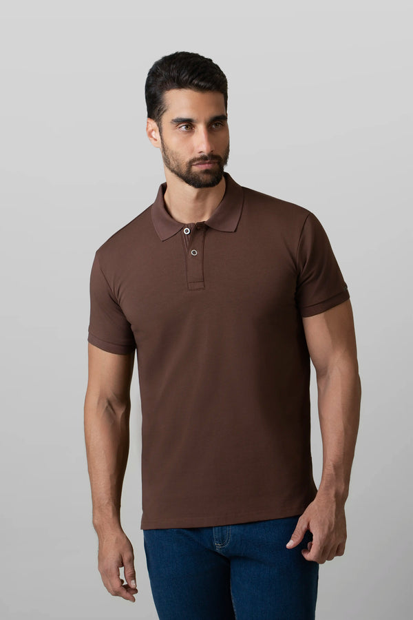 POLO MANGA CORTA COLOR SHAVED CHOCOLATE
