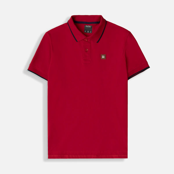 POLO TIPPING COLOR ROJO - AZUL OSCURO