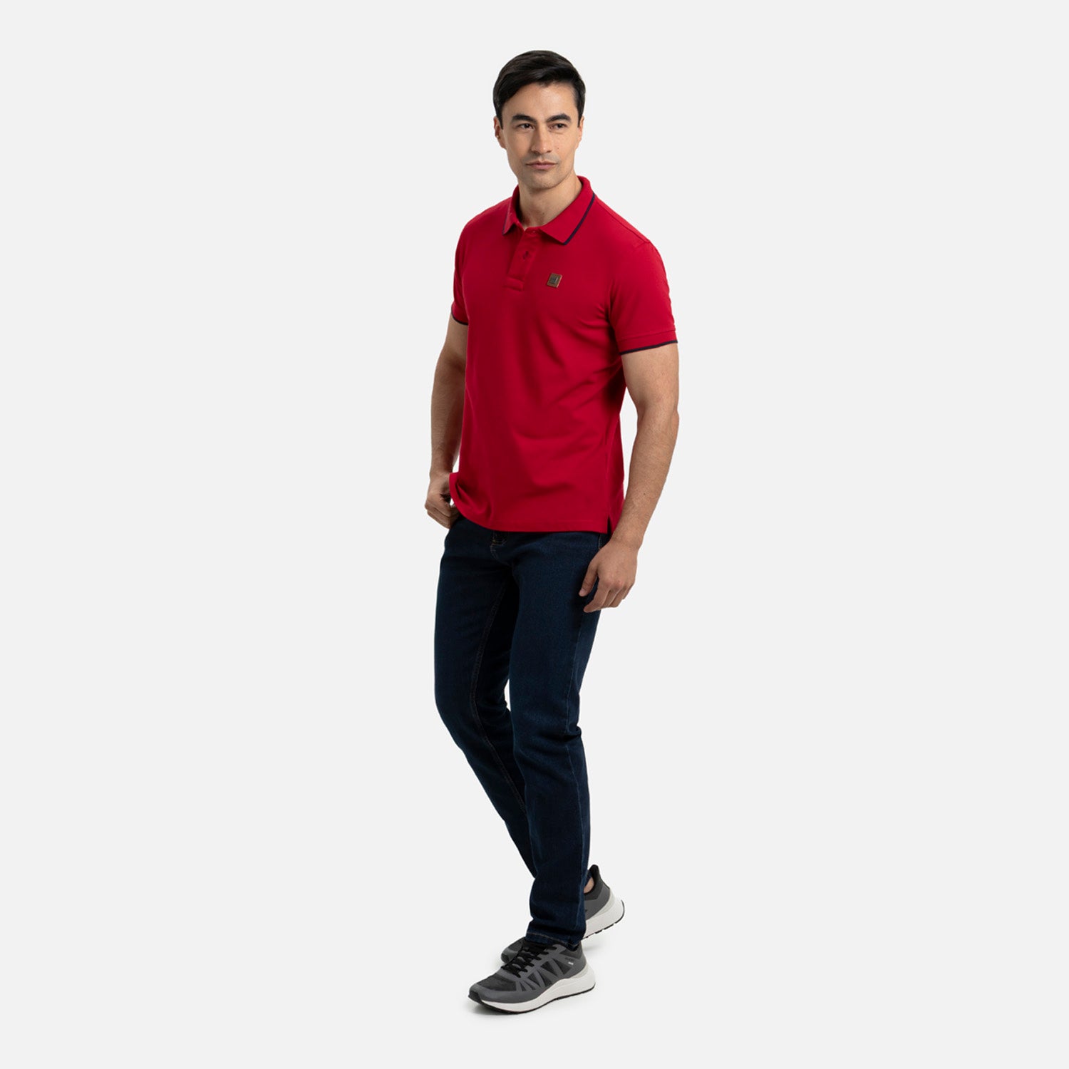 POLO TIPPING COLOR ROJO - AZUL OSCURO