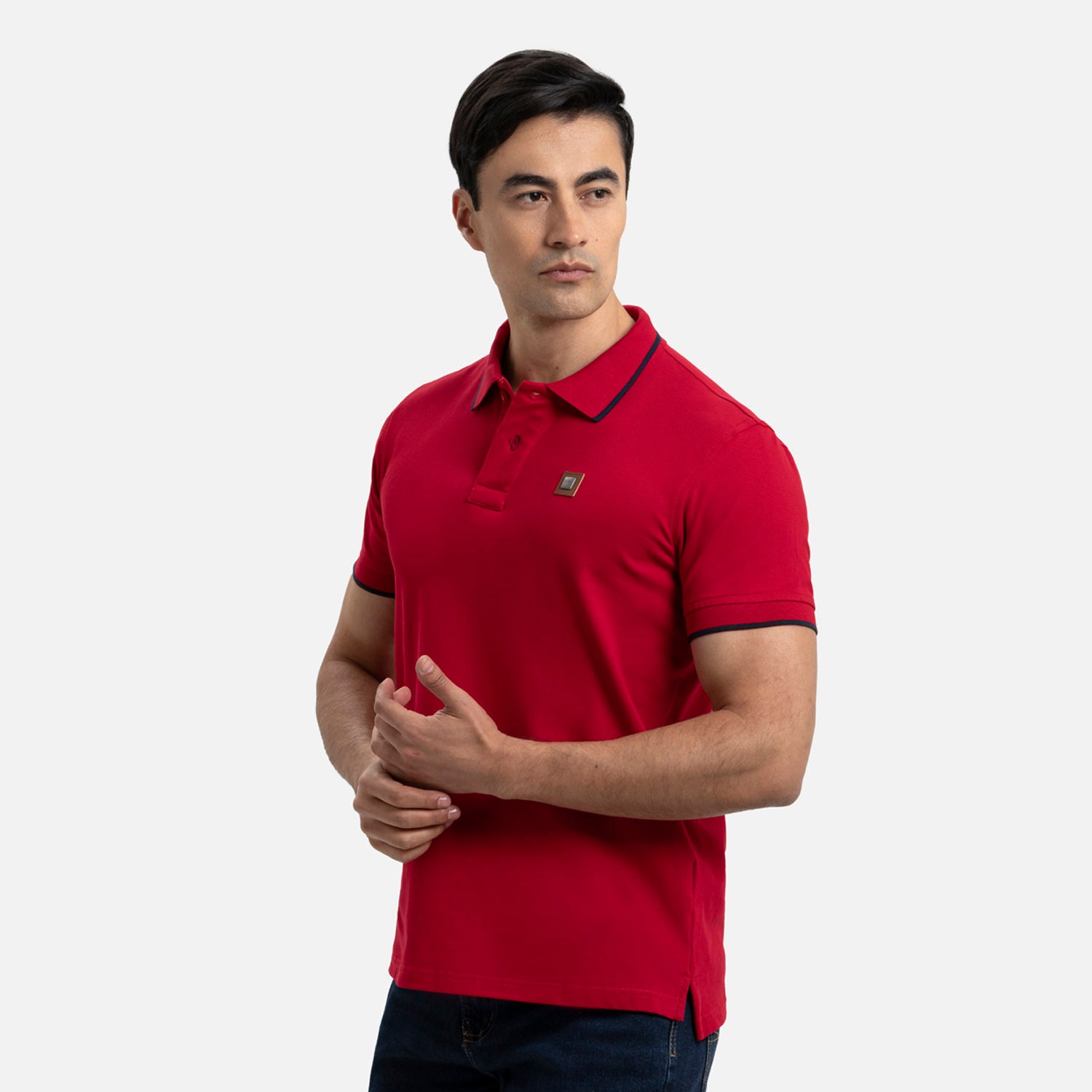 POLO TIPPING COLOR ROJO - AZUL OSCURO