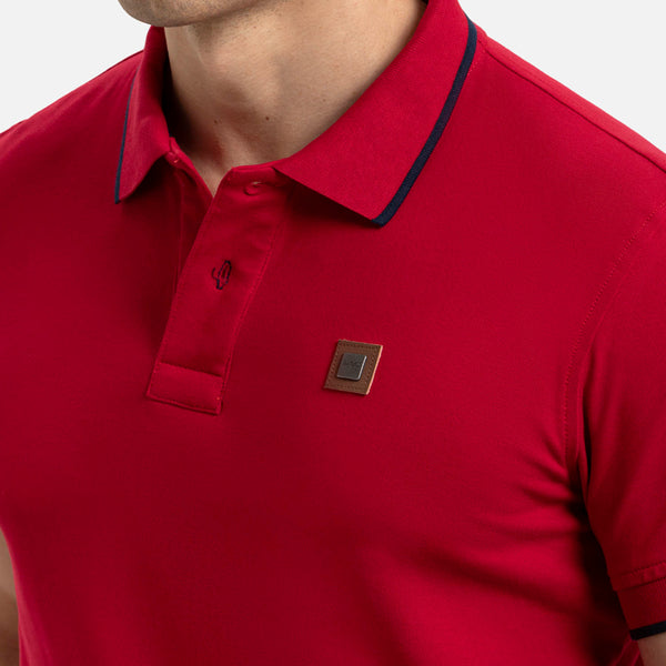 POLO TIPPING COLOR ROJO - AZUL OSCURO