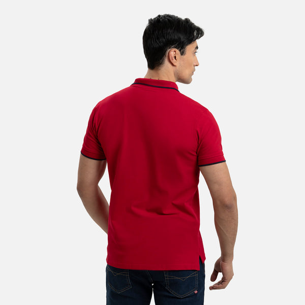 POLO TIPPING COLOR ROJO - AZUL OSCURO