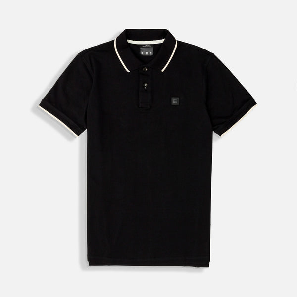 POLO TIPPING COLOR NEGRO-IVORY MARFIL