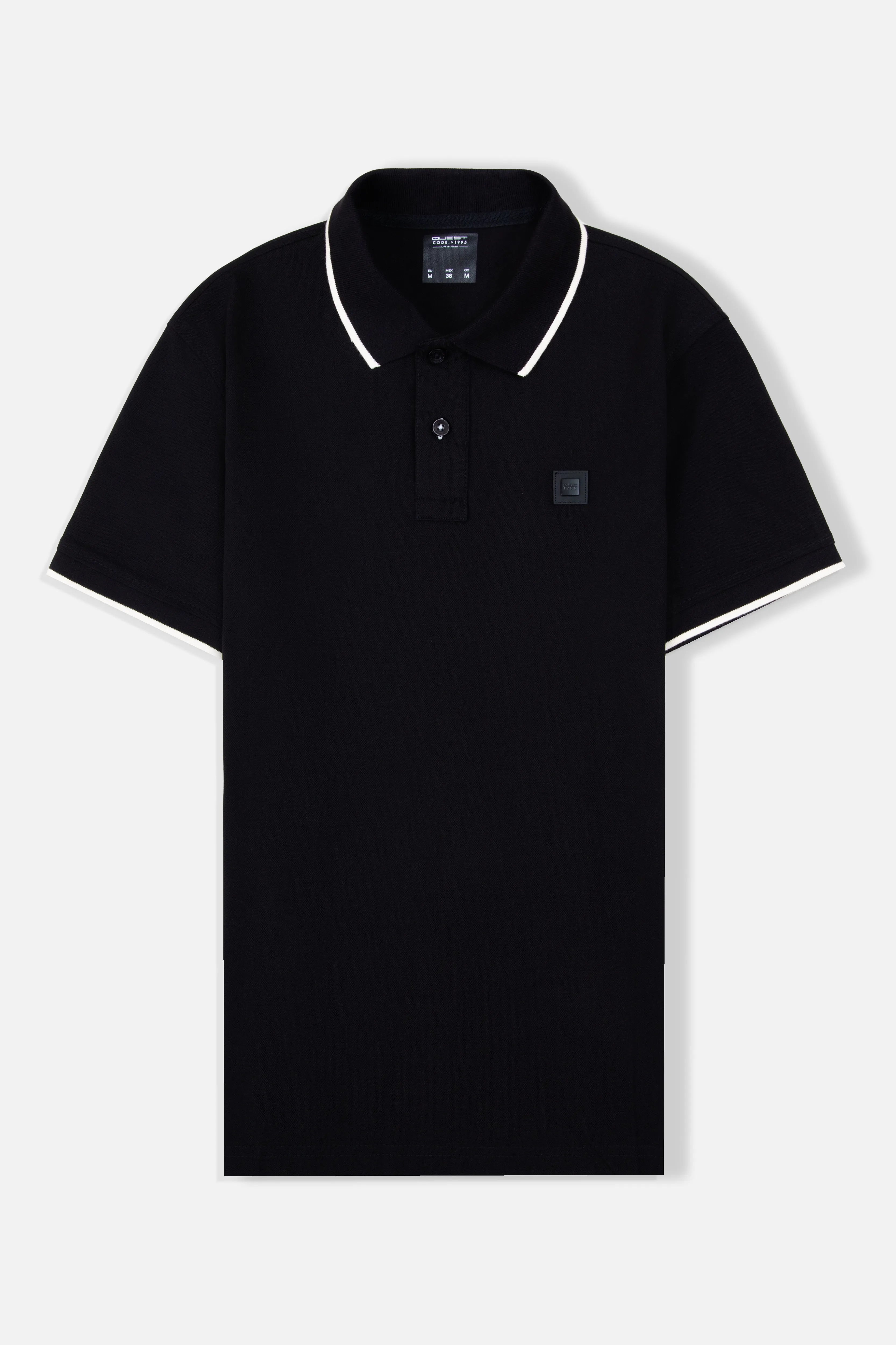 POLO TIPPING COLOR NEGRO-IVORY MARFIL