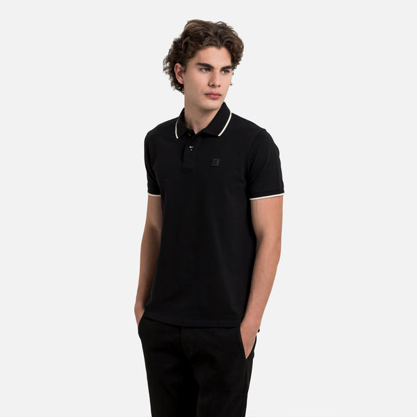 POLO TIPPING COLOR NEGRO-IVORY MARFIL