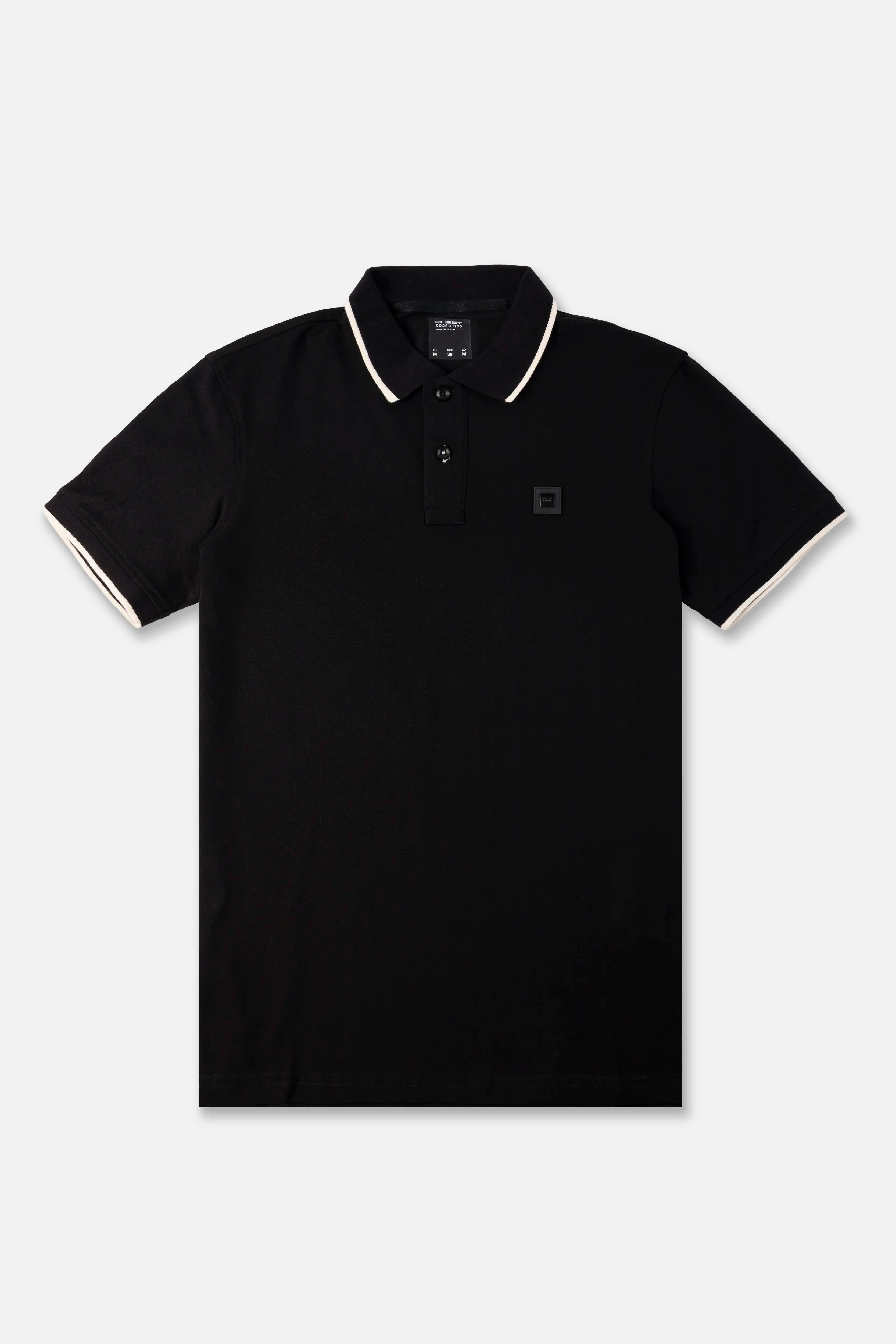 POLO TIPPING COLOR NEGRO-IVORY MARFIL
