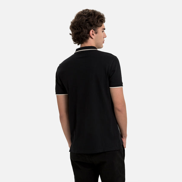 POLO TIPPING COLOR NEGRO-IVORY MARFIL