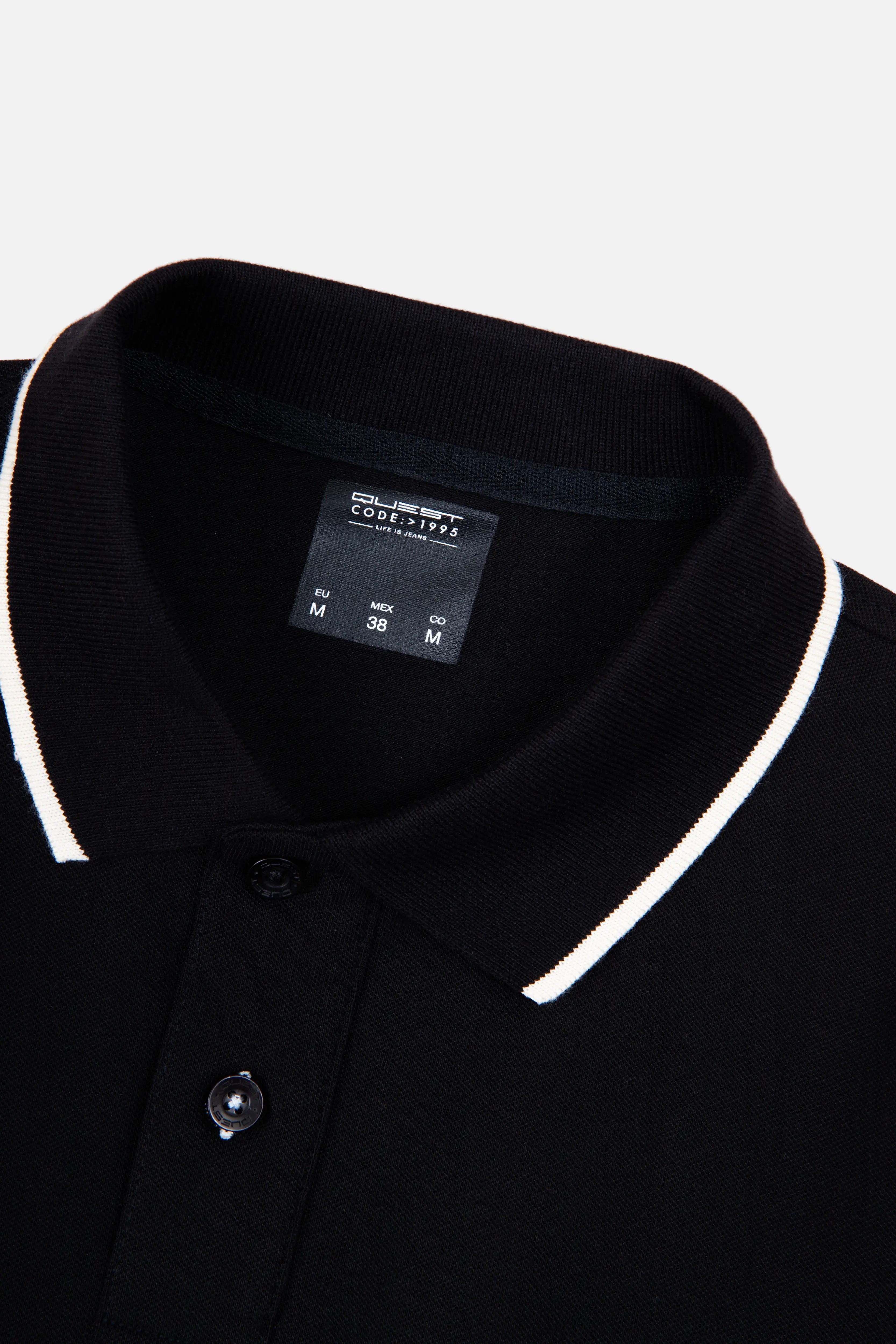 POLO TIPPING COLOR NEGRO-IVORY MARFIL