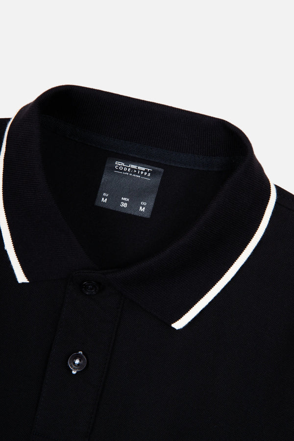 POLO TIPPING COLOR NEGRO-IVORY MARFIL