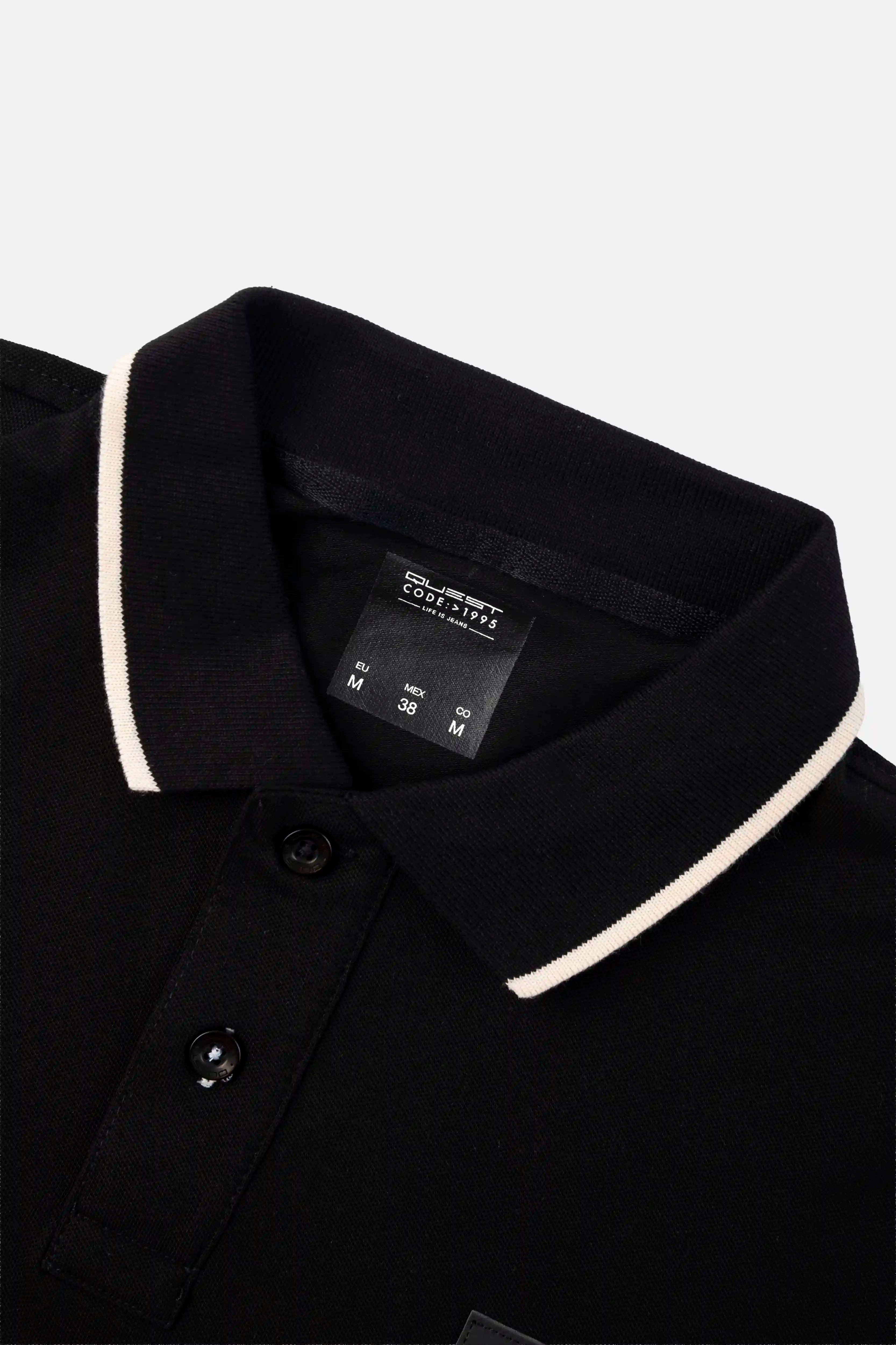 POLO TIPPING COLOR NEGRO-IVORY MARFIL