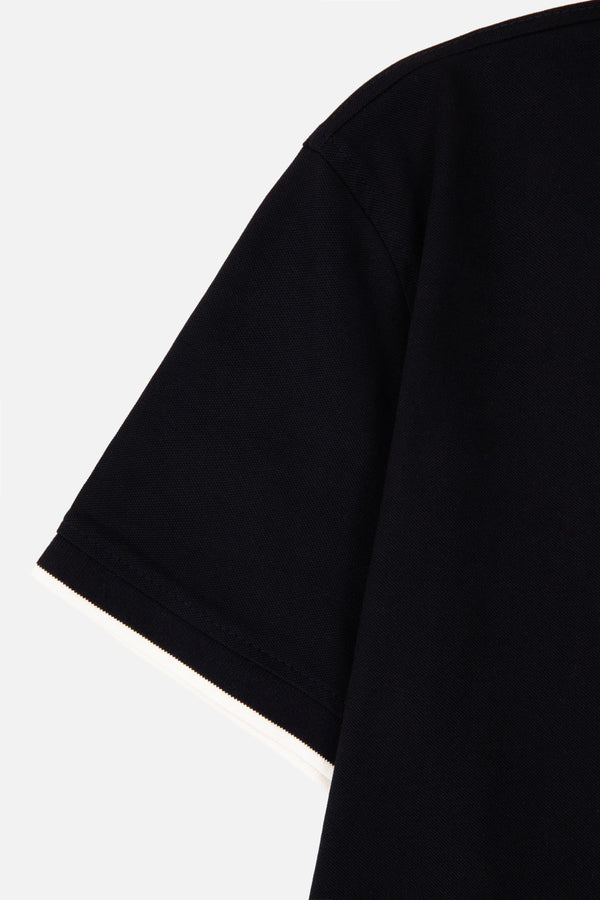 POLO TIPPING COLOR NEGRO-IVORY MARFIL