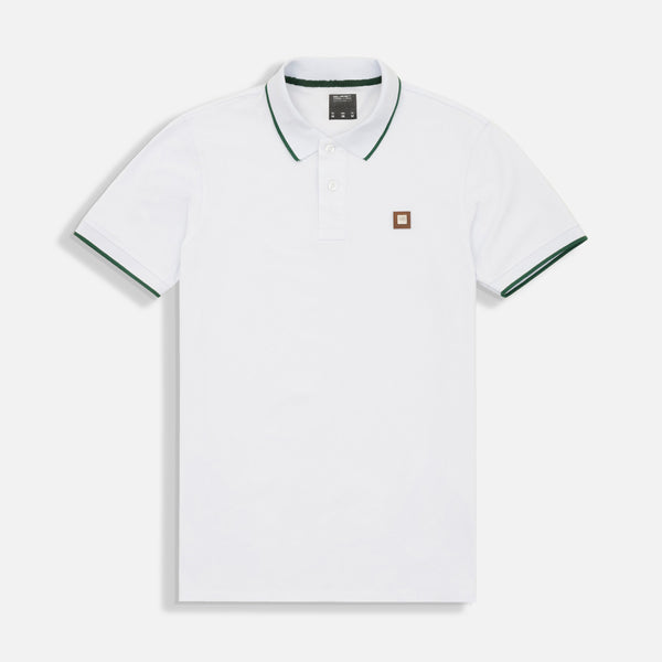 POLO TIPPING COLOR BLANCO-VERDE PRADERA