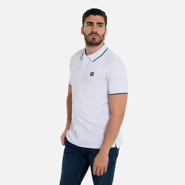 POLO TIPPING COLOR BLANCO-VERDE PRADERA