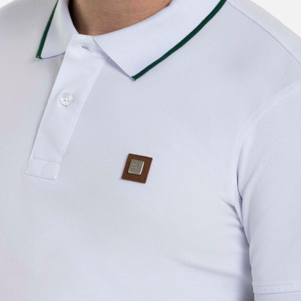 POLO TIPPING COLOR BLANCO-VERDE PRADERA