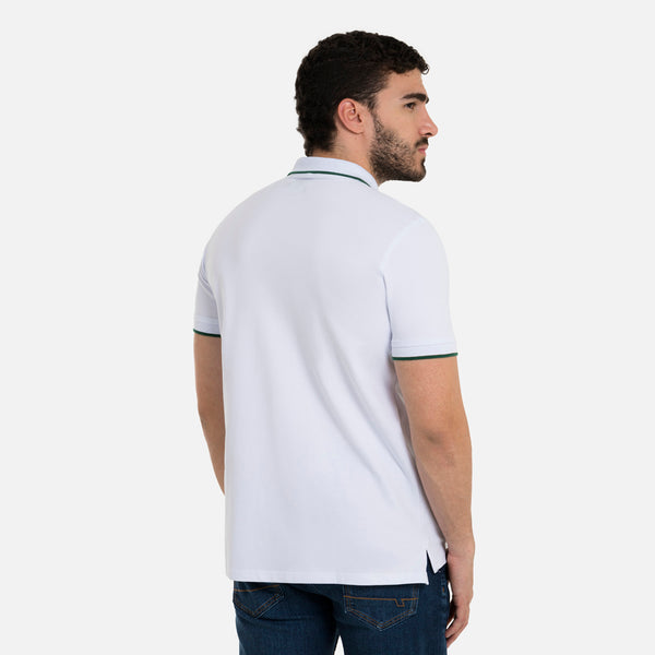 POLO TIPPING COLOR BLANCO-VERDE PRADERA