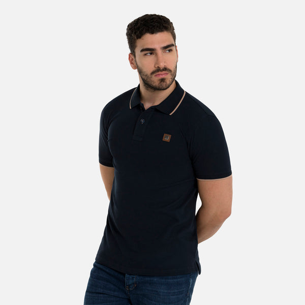 POLO TIPPING COLOR AZUL NOCHE-WARM TAUPE
