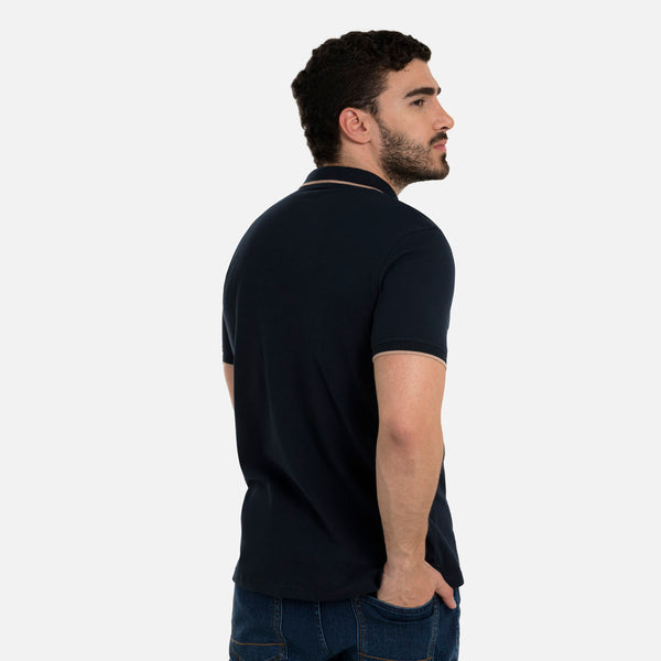 POLO TIPPING COLOR AZUL NOCHE-WARM TAUPE