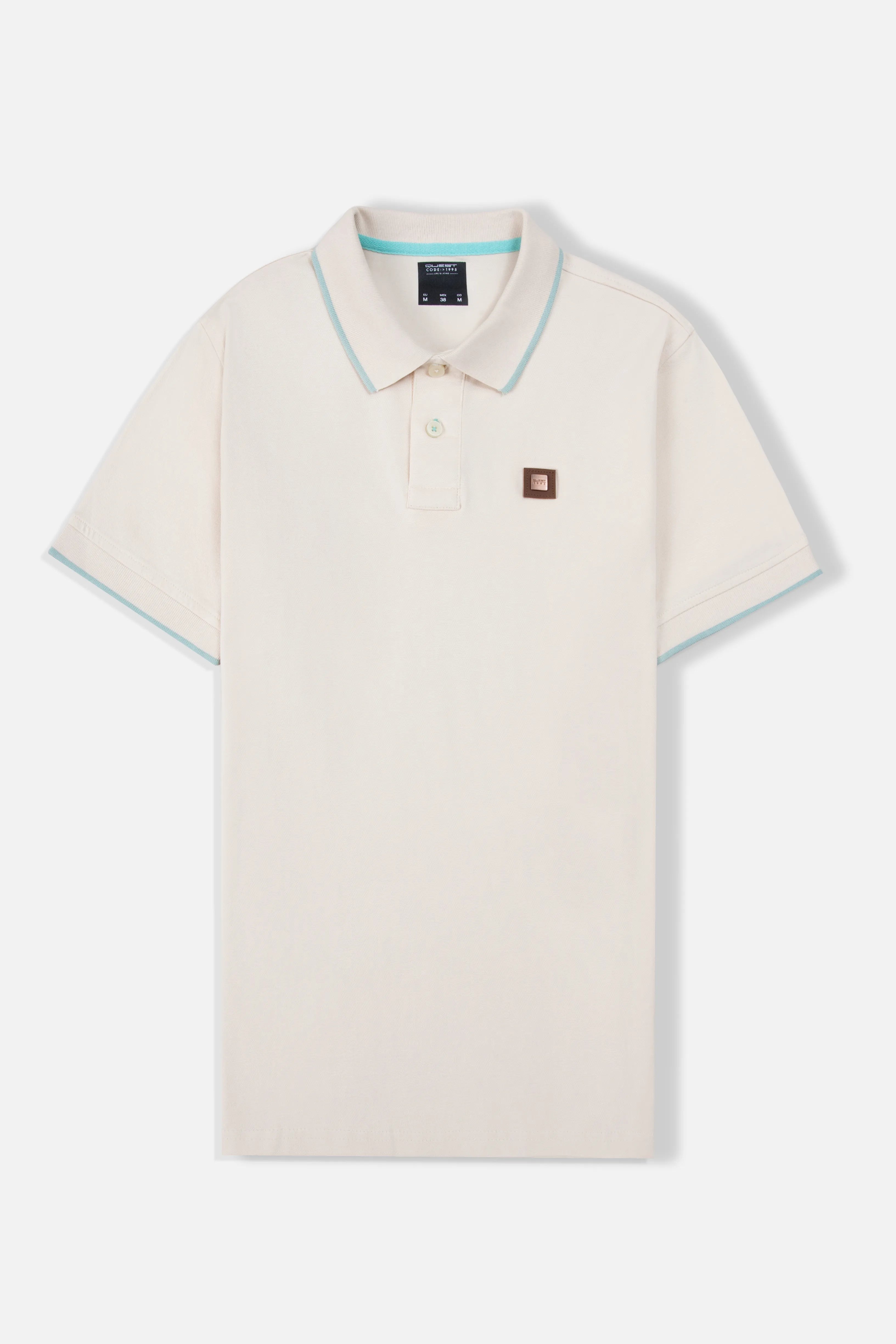 POLO TIPPING COLOR IVORY MARFIL - VERDE MENTA EMPOLVADO
