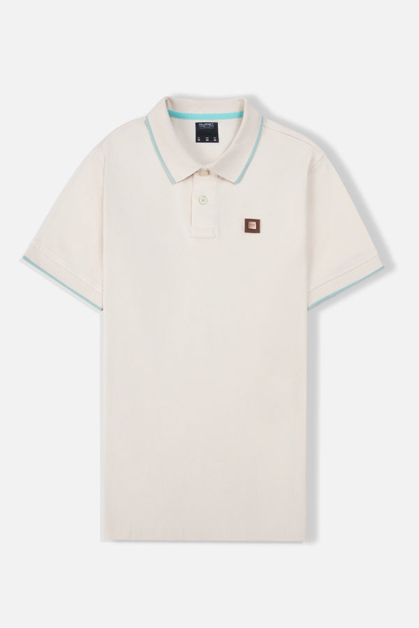 POLO TIPPING COLOR IVORY MARFIL - VERDE MENTA EMPOLVADO