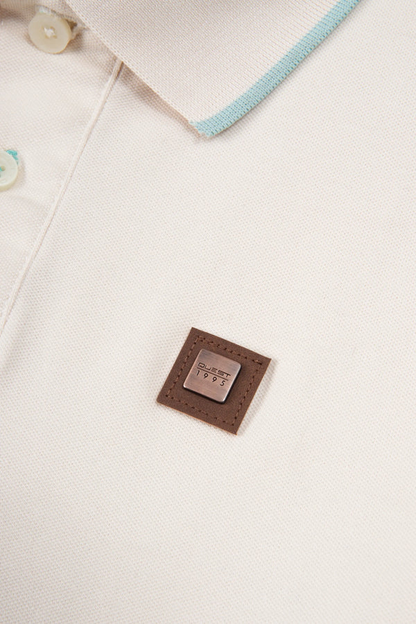 POLO TIPPING COLOR IVORY MARFIL - VERDE MENTA EMPOLVADO