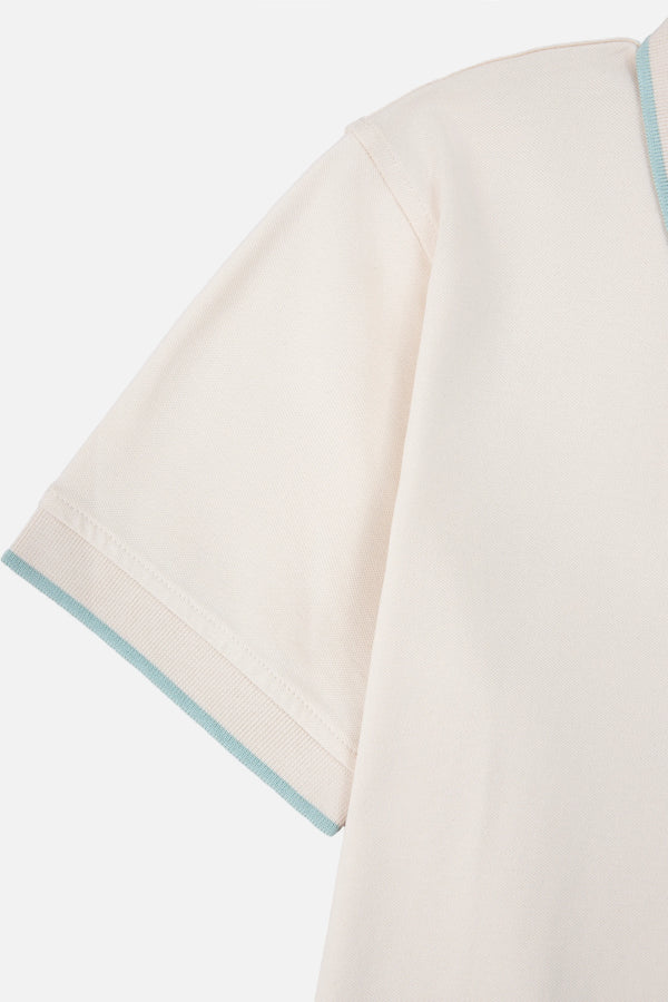 POLO TIPPING COLOR IVORY MARFIL - VERDE MENTA EMPOLVADO