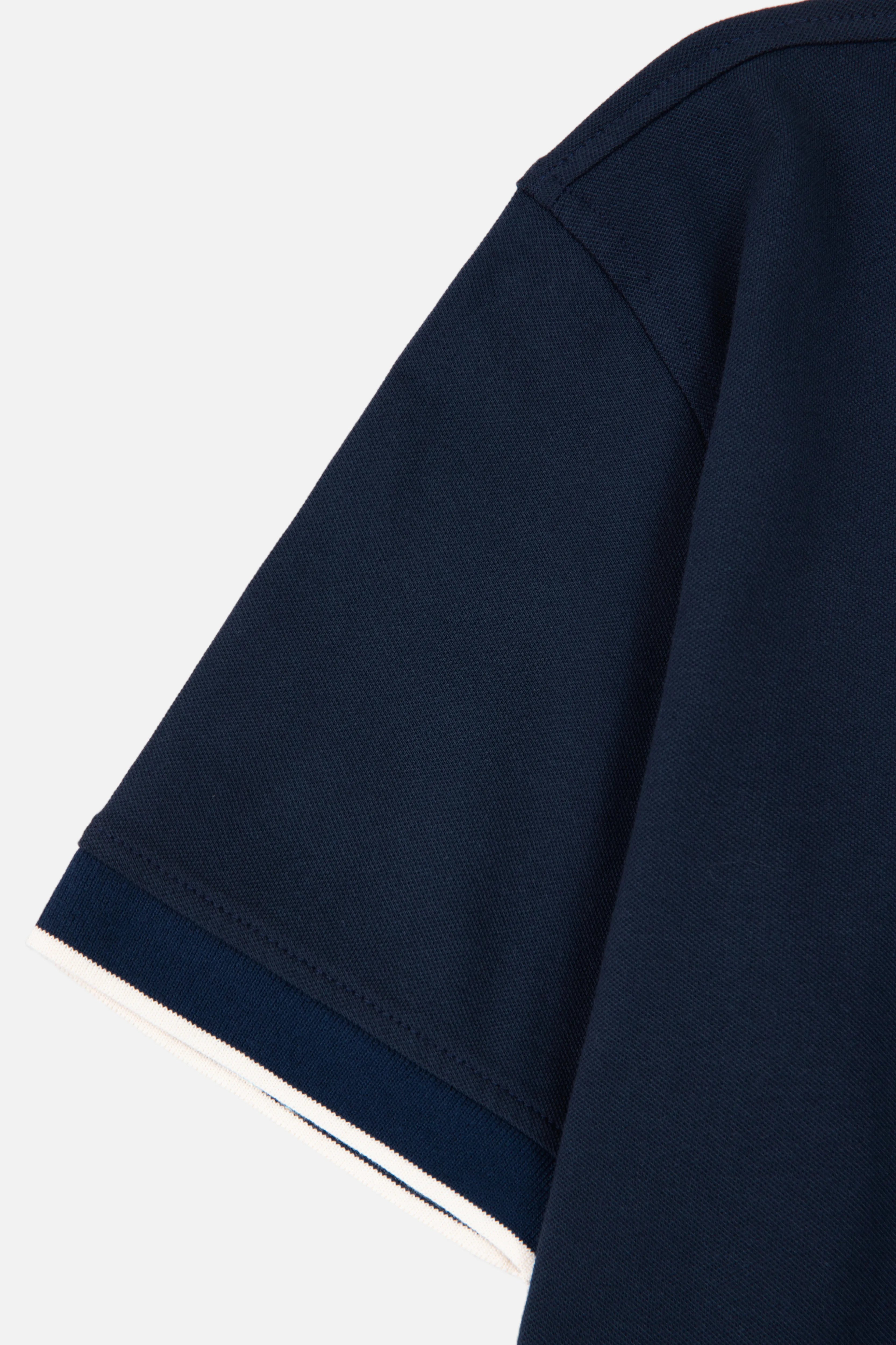 POLO TIPPING COLOR AZUL OSCURO - IVORY MARFIL