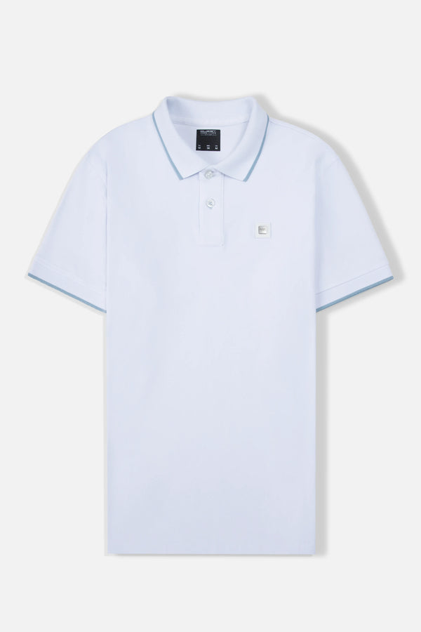 POLO TIPPING COLOR BLANCO-AZUL GLACIAR
