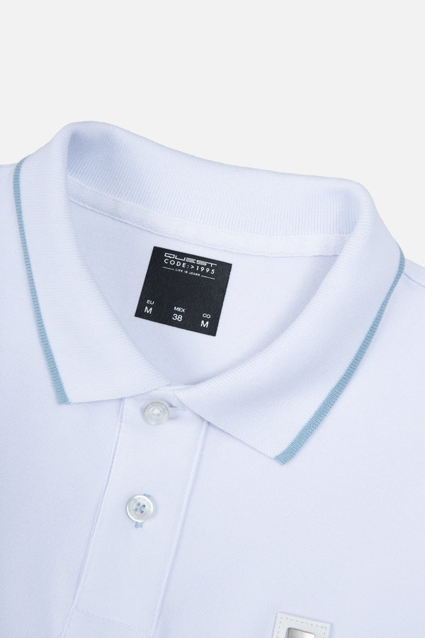 POLO TIPPING COLOR BLANCO-AZUL GLACIAR